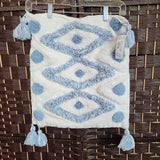 IVORY/BLUE,M,2 PC PILLOW COVERS