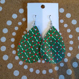 RED/GREEN+, DOT & LINED FAUX LEATHER EARRINGS