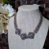 SILVER,CHOKER,SILVER NECKLACE W 3 FLORAL