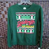 HOME FREE,GREEN+,SMALL,SEASON'S GREETINGS FROM MICHIGAN SWEATER