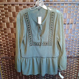 OLIVE GREEN,MEDIUM,PEASANT TOP