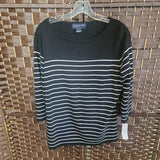 JONES NEW YORK,BLACK+,XL,STRIPED SWEATER