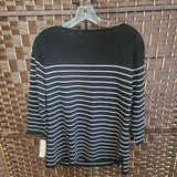 JONES NEW YORK,BLACK+,XL,STRIPED SWEATER