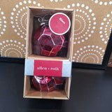 RED,2 PC,BOXED GLASS ORNAMENTS