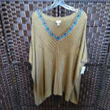 GOLD WITH BLUE,LARGE,CARDIGAN SWEATER