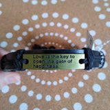 BLACK+, LEATHER LOVE IS KEY BRACELET