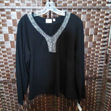 BLACK/SIL,3,LONG SLEEVE TOP