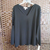 BLACK,1X,LONG SLEEVE TOP