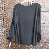 BLACK,1X,LONG SLEEVE TOP