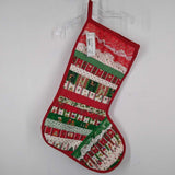 STOCKING,RED WHITE,LARGE,QUILTED