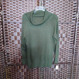 OLIVE,MEDIUM,COWL NECK SWEATER