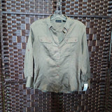 TAN,XS,BUTTON BLOUSE FRONT POCKETS