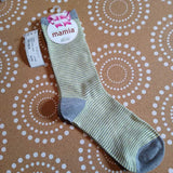 MAMIA,GREY YELLOW, STRIPED CREW SOCKS