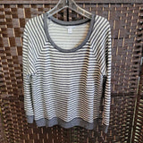 GREY CREAM,LARGE,STRIPED SWEATER