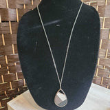 SILVER+,LONG,TEARDROP PENDANT W/CHAIN