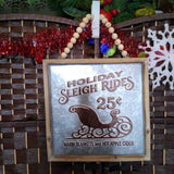 BR/SIL11.5 IN, SQUARE SLEIGH RIDES SIGN