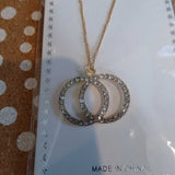 GOLD, DOUBLE CIRCLE NECKLACE AND EARRINGS