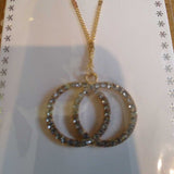 GOLD, DOUBLE CIRCLE NECKLACE AND EARRINGS