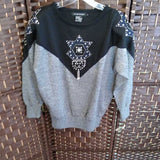 GR/BL,P,EMBELLISHED SWEATSHIRT