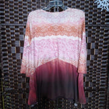 PEACH/CR,1X,LONG SLEEVE TOP