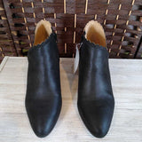 BLACK,8.5,ANKLE BOOTS W SCALLOP