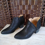 BLACK,8.5,ANKLE BOOTS W SCALLOP