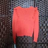 ORANGE,XS,SWEATER RUFFLE SHOULDER