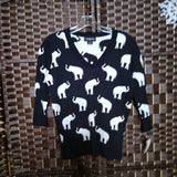 BLACK WHITE,S,SWEATER ELEPHANTS