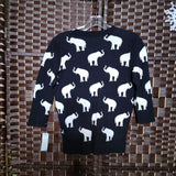 BLACK WHITE,S,SWEATER ELEPHANTS