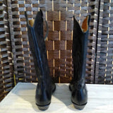 BLACK,8,LEATHER COWBOY BOOTS