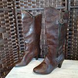 BROWN,8,FAUX LEATHER BOOTS