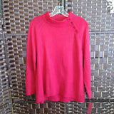 RED,LARGE,BUTTON NECK SWEATER