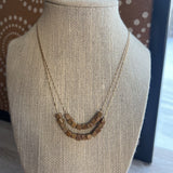 BR/GOLD, DOUBLE WOOD NECKLACE