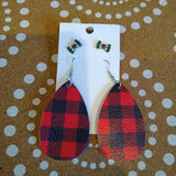 BUFFALO PLAID FAUX LEATHER EARRINGS/BOW EARRINGS