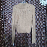 TAN/GOLD,LARGE,CROPPED CARDIGAN