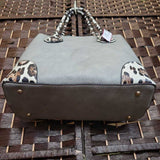 GRAY/BR, FAUX LEATHER BAG