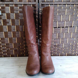 BROWN,6.5,FAUX LEATHER BOOTS