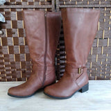 BROWN,6.5,FAUX LEATHER BOOTS