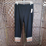 BLACK+,LARGE,BORDER CROP PANTS