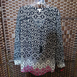 CATO,BLACK WHITE PINK,22,BLOCK BLOUSE