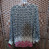 CATO,BLACK WHITE PINK,22,BLOCK BLOUSE