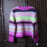 EXPRESS JEANS,PINK STRIPE,S,STRIPED SWEATER