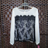 NN,IVORY BLACK,LARGE,BLOUSE LACE FRONT