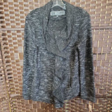 BLACK WHITE,MEDIUM,CARDIGAN W ZIPPER