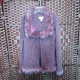 PURPLE,SMALL,CARDIGAN W FAUX FUR