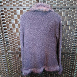 PURPLE,SMALL,CARDIGAN W FAUX FUR