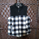 MAURICES,BLACK WHITE,MEDIUM,PLAID PUFFY VEST