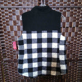 MAURICES,BLACK WHITE,MEDIUM,PLAID PUFFY VEST