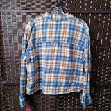 CREAM+,MEDIUM,PLAID FLANNEL TOP