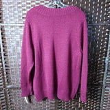 ST JOHNS BAY,BURGUNDY,2X,V NECK SWEATER